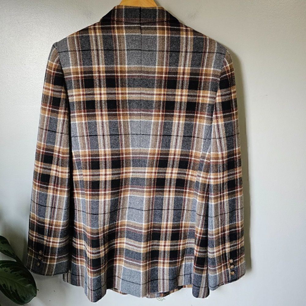 EUC VINTAGE WHITE STAG PLAID WOOL BLEND BLAZER JACKET SIZE 10 / M - Picture 5 of 15